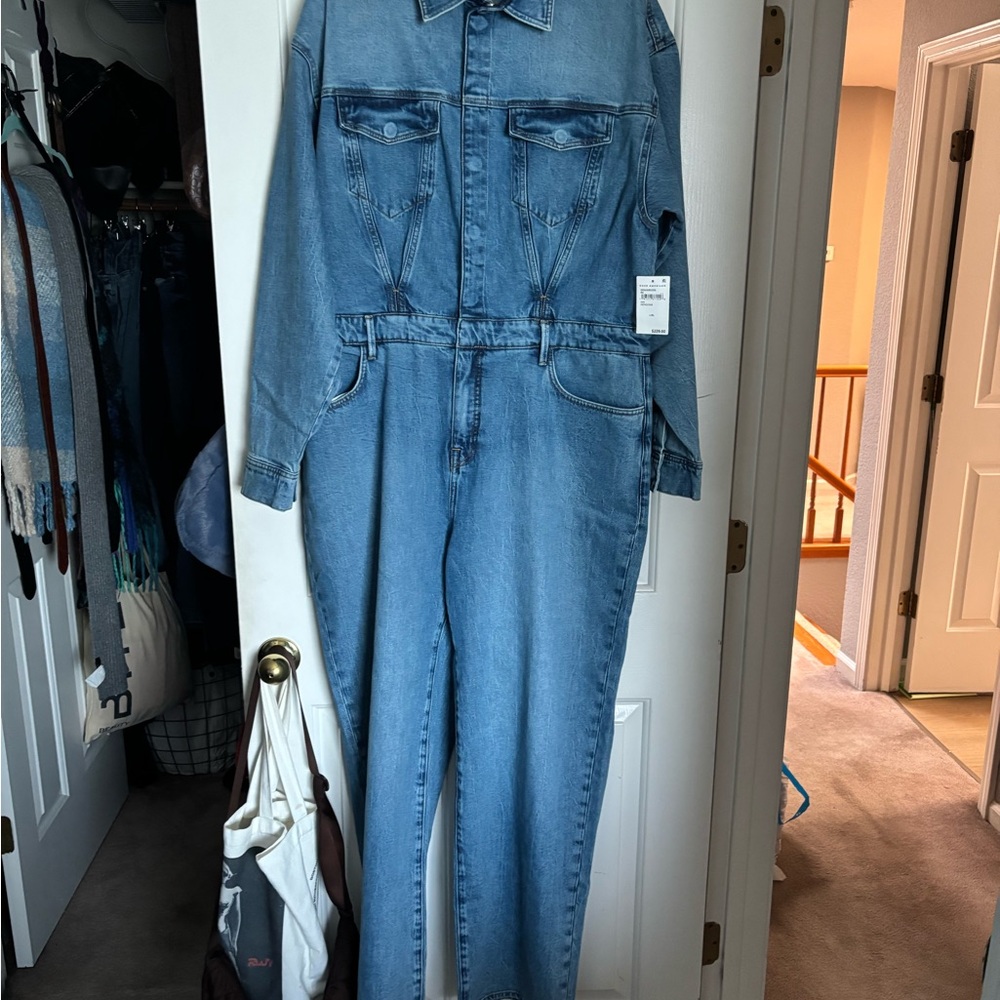 GOOD AMERICAN Women's Blue Denim Jumpsuit